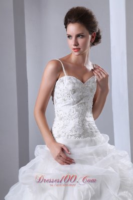 A-line Spaghetti Straps Wedding Dress Beading Decorate