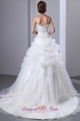 A-line Spaghetti Straps Wedding Dress Beading Decorate