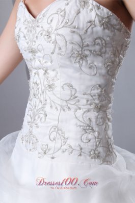 A-line Spaghetti Straps Wedding Dress Beading Decorate