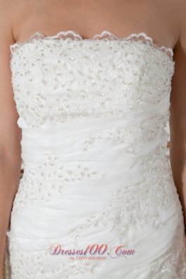 Column Strapless Ruch Wedding dress layered