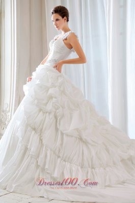 Classic Ball Gown Wedding Dress Court Train with Straps