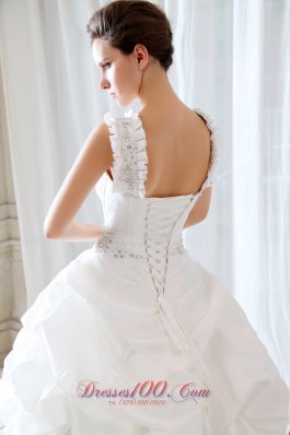 Classic Ball Gown Wedding Dress Court Train with Straps