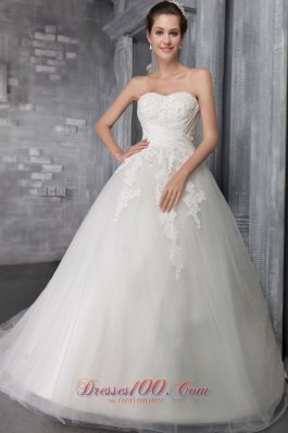 Discount Wedding Gown Sweetheart Chapel Train Tulle