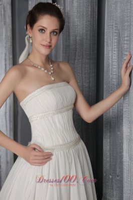 Strapless Sheath Princess Cathedral Train Chiffon Wedding Gown