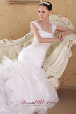 Mermaid Straps Court Train Satin and Organza Bridal Gown