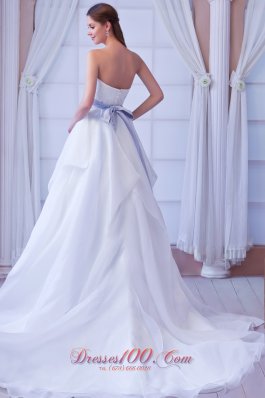 A-line Sweetheart Court Train Appliques Wedding Dress