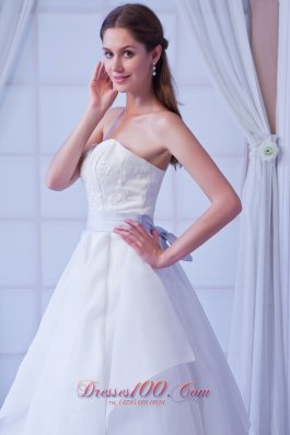 A-line Sweetheart Court Train Appliques Wedding Dress