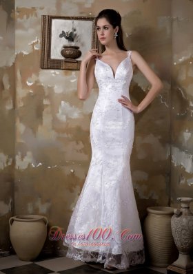 Mermaid Strapless Floor-length Satin and Lace Wedding Dress
