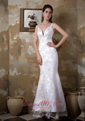 Mermaid Strapless Floor-length Satin and Lace Wedding Dress