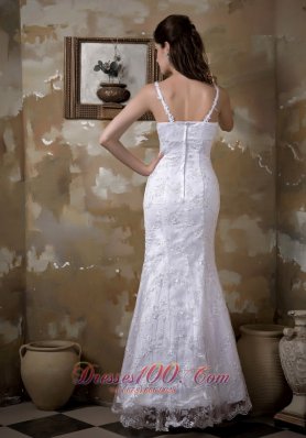 Mermaid Strapless Floor-length Satin and Lace Wedding Dress