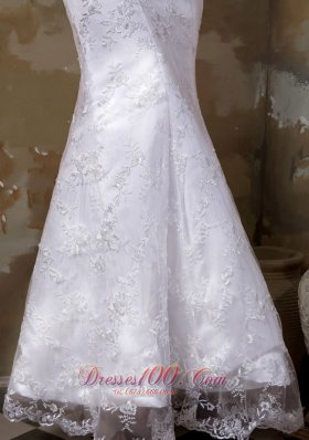 Mermaid Strapless Floor-length Satin and Lace Wedding Dress