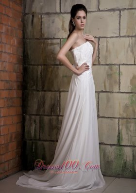 Wedding Dress One Shoulder Hand Made Flower Chiffon Court Train