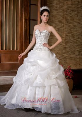 Unique Sweetheart Beading and Pick-ups Wedding Bridal Gown