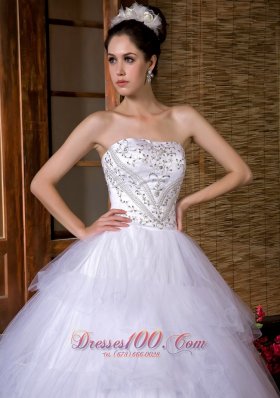 Ball Gown Strapless Chapel Train Wedding Gown Dresses