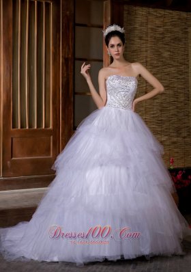 Ball Gown Strapless Chapel Train Wedding Gown Dresses