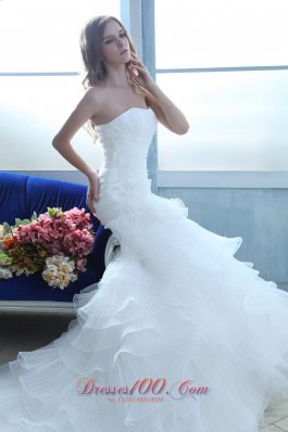 Hand Made Flowers Mermaid Wedding Gown 2012