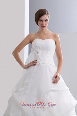 Sweetheart A-line Pick-ups Champel Train Wedding Gown