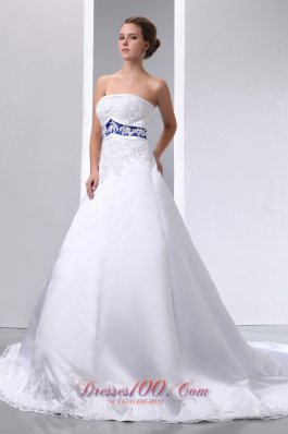 A-line Strapless Appliques Ball Gown Wedding Dress