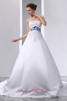 A-line Strapless Appliques Ball Gown Wedding Dress