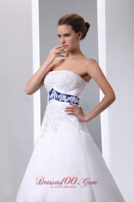 A-line Strapless Appliques Ball Gown Wedding Dress