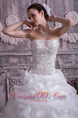 Custom Made Sweetheart A-line Pick-ups Wedding Dress