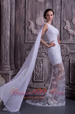 Sexy One Shoulder Sheath Lace Wedding Dress