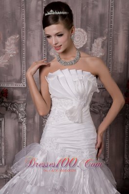 Layered Wedding Dress Strapless Court Train Discount