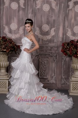 Layered Wedding Dress Strapless Court Train Discount