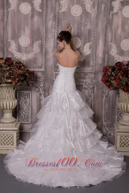 Layered Wedding Dress Strapless Court Train Discount