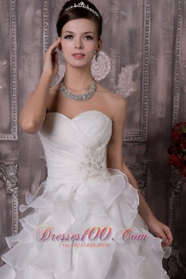 A-line Sweetheart Court Train Summer Wedding Gown