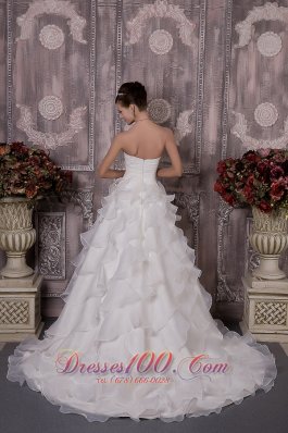 A-line Sweetheart Court Train Summer Wedding Gown