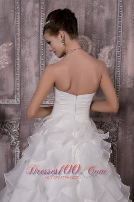 A-line Sweetheart Court Train Summer Wedding Gown