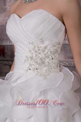 A-line Sweetheart Court Train Summer Wedding Gown