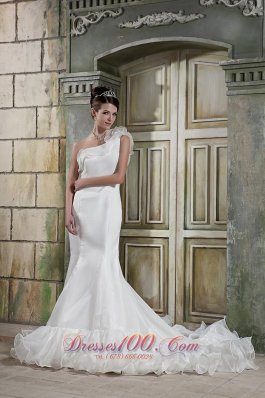 Custom Made Mermaid One Shoulder Court Train Wedding Gown