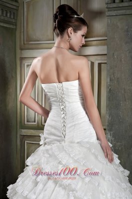 Exquisite A-line Ruffles Chapel Train Bridal Gown