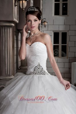 Sweetheart Beading Decorate Layered Wedding Ball Gown