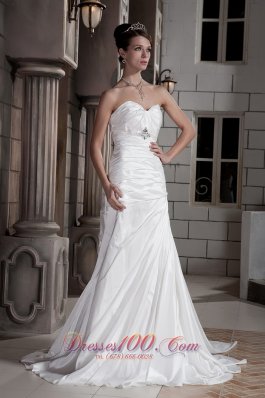 Asymmetrical Princess Sweetheart Wedding Dress Train