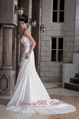 Asymmetrical Princess Sweetheart Wedding Dress Train