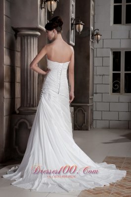 Asymmetrical Princess Sweetheart Wedding Dress Train