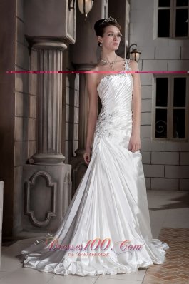 Asymmetrical Wedding Dress One Shoulder Train