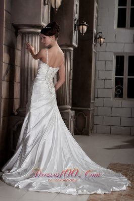 Asymmetrical Wedding Dress One Shoulder Train