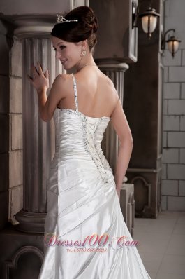 Asymmetrical Wedding Dress One Shoulder Train