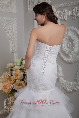 Sweetheart Mermaid Layered Wedding Gown Brush Train