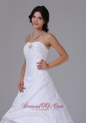 Strapless Ball Gown Wedding Dress Chapel Train Pick-ups