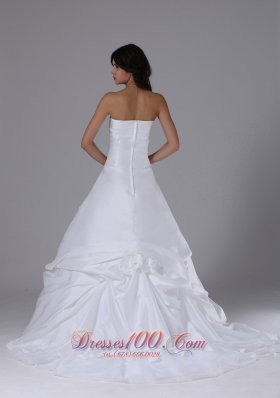 Strapless Ball Gown Wedding Dress Chapel Train Pick-ups