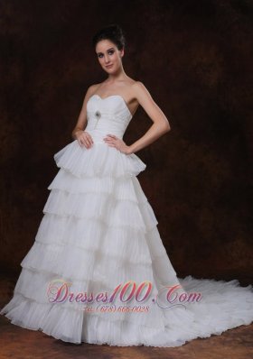 Layered Sweetheart Beading Decorate Summer Wedding Gown