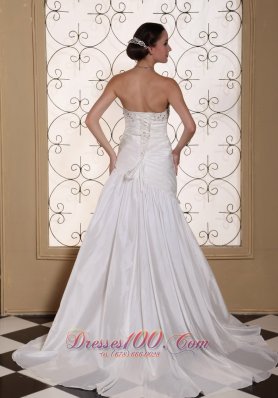 Qualified Beading Mermaid Brush Train Wedding Dress 2015