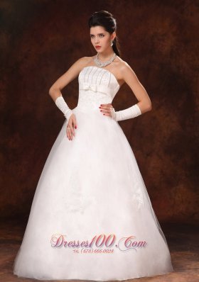 Custom Made Nice Floor-length Wedding Gown with Beading