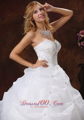 Sweetheart Pick-ups Beaded Bodice Ball Gown Wedding Dress