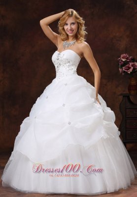 Sweetheart Pick-ups Beaded Bodice Ball Gown Wedding Dress